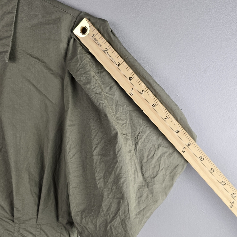 Karlie Solid Pleat Bubble Hem Mini Shirt Dress Button Up Olive Green Womens Sz S - Picture 11 of 15
